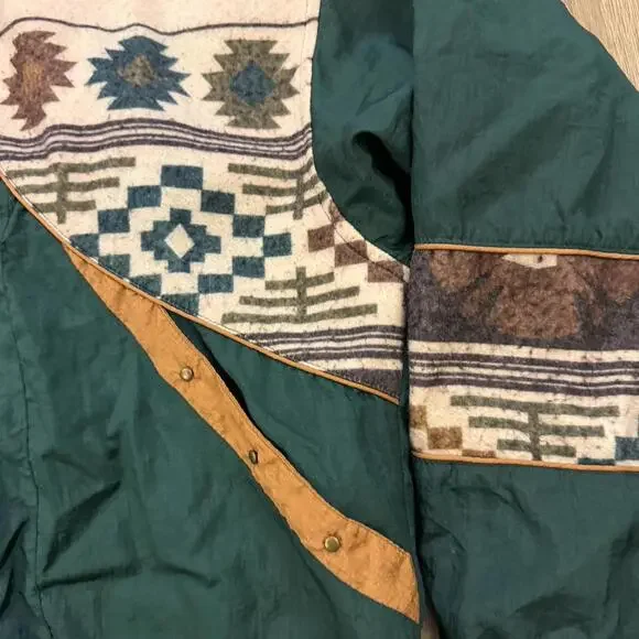 Vintage Ville Franche size M 90s Aztec Print Windbreaker Jacket #aztec - Picture 4 of 8
